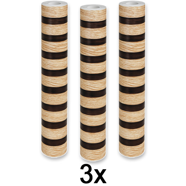 3x Elegancka naklejka ścienna z efektem drewna | LINEWALL